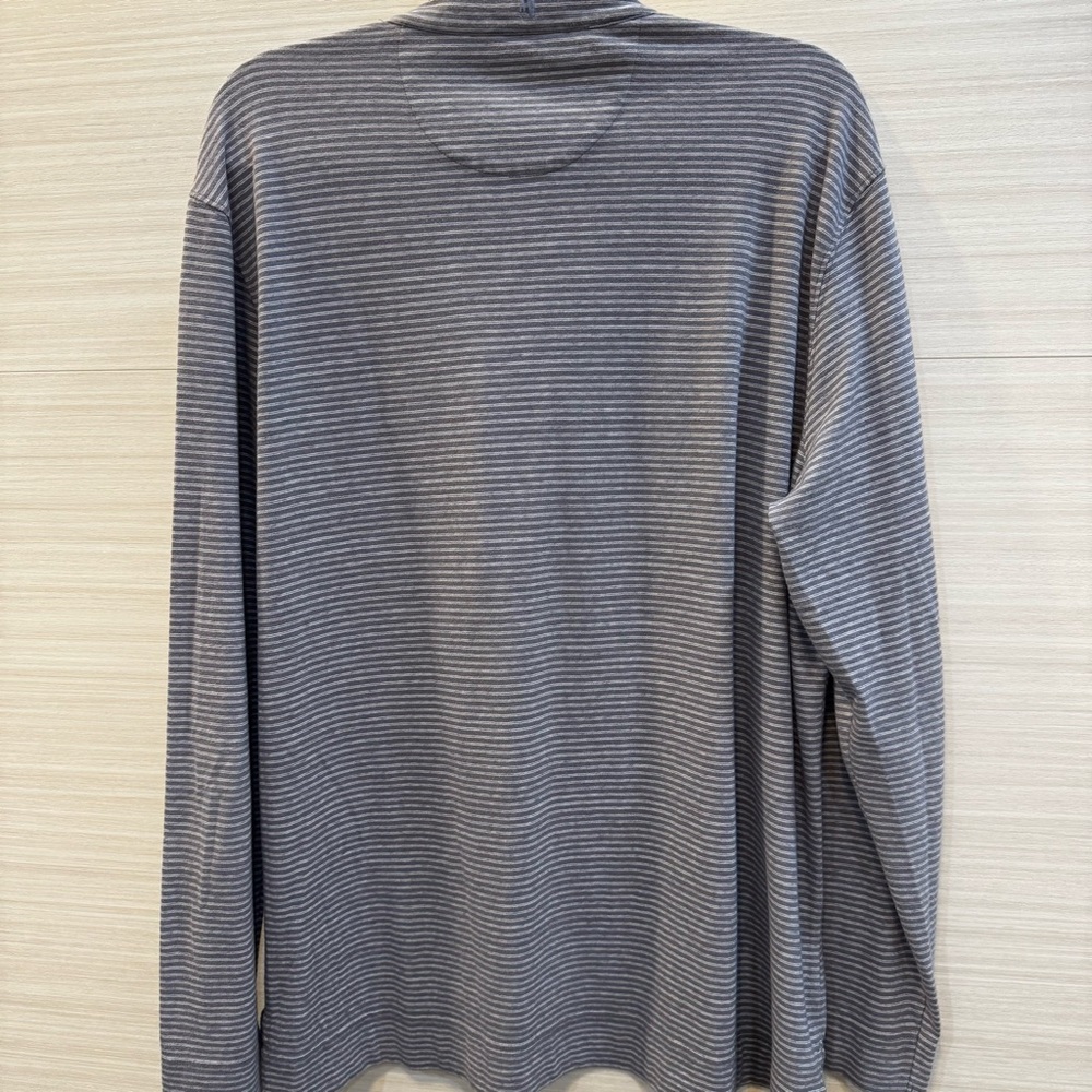 johnnie-O Hanging Out Harvell Gray Striped Quarter-Zip Pullover size XL - Picture 3 of 6